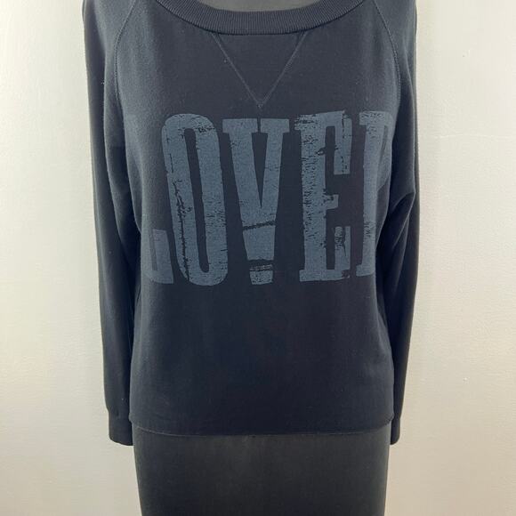 Haute Hippie LOVER Sweatshirt Black Long Sleeve Graphic Print Crewneck Size XS - Picture 3 of 10
